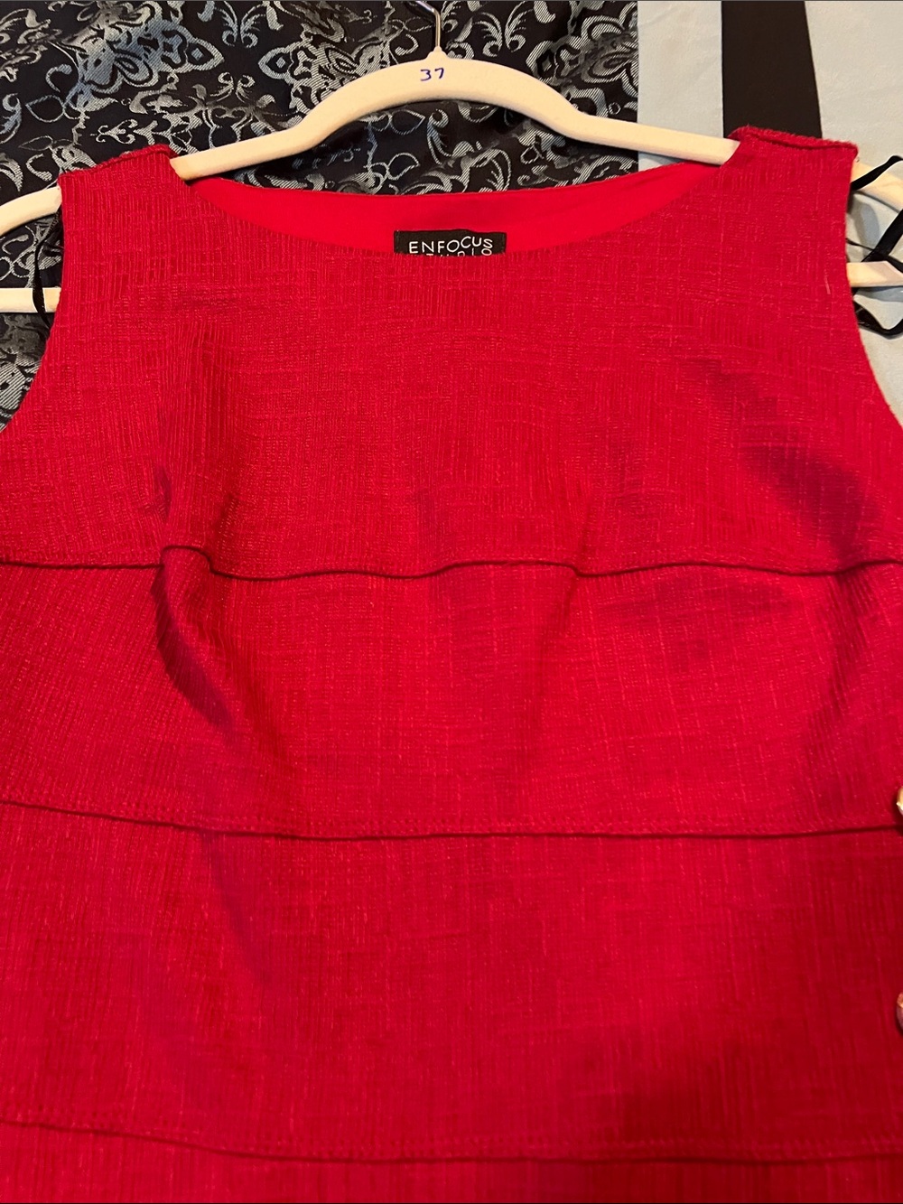 Enfocus Studio Red Sleeveless Midi Dress with Gold Buttons - Picture 4 of 7